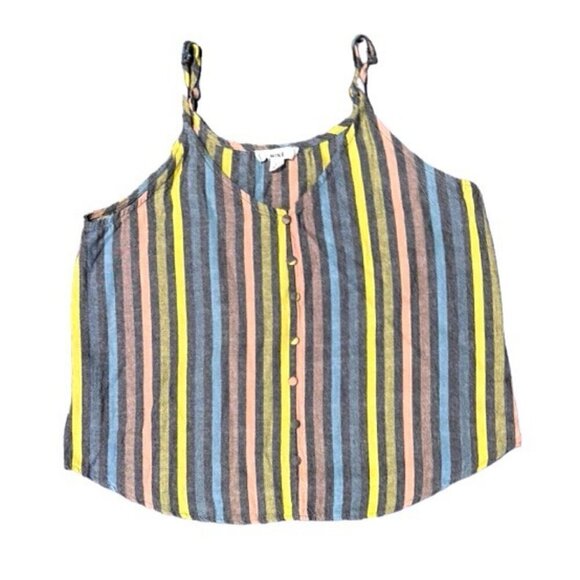 Mine Tops - Mine Multicolor Striped Button Embelished Cami Top Women’s Size M